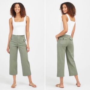 Spanx stretch twill cropped wide leg pants